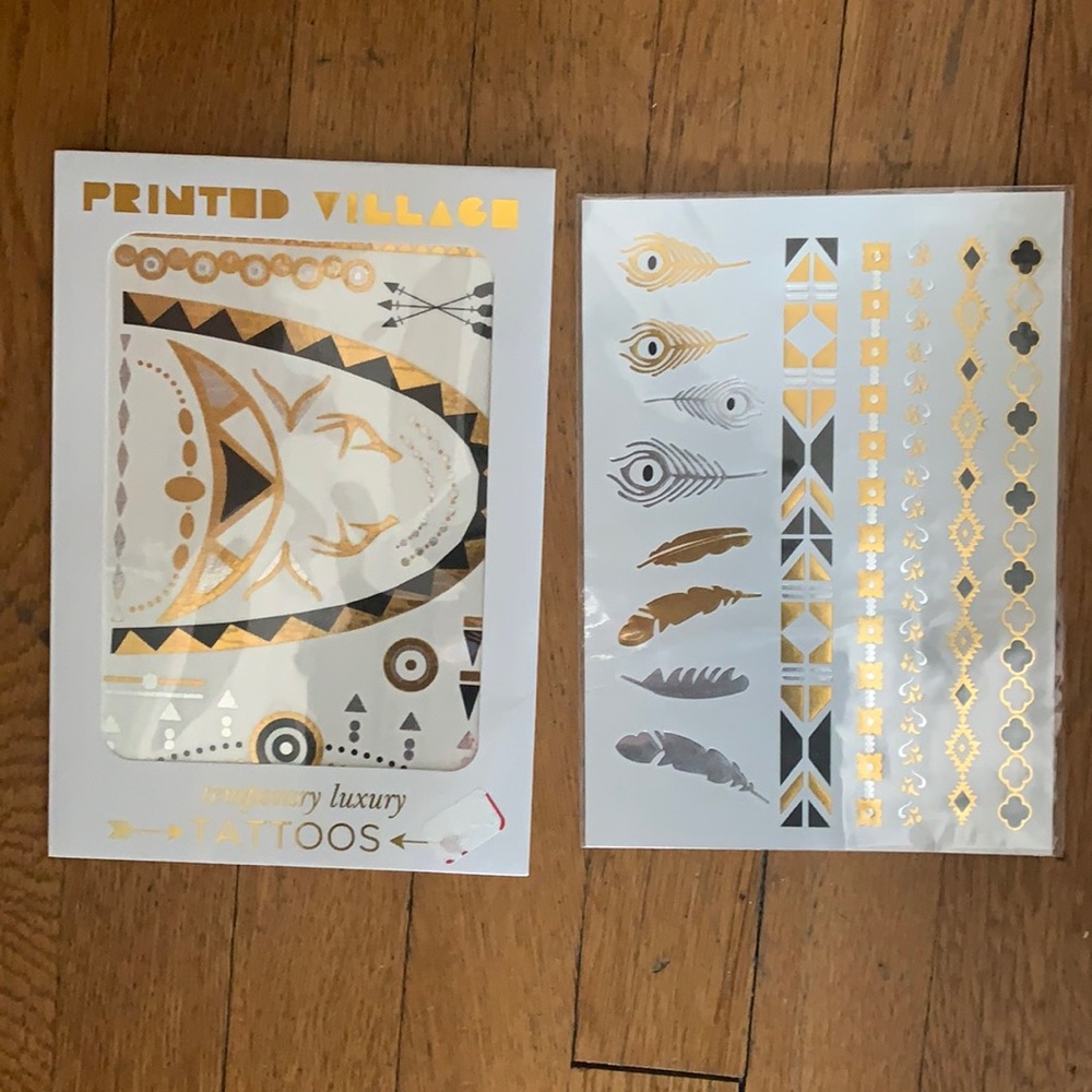 Two Sheets of Printed Village Temporary Tattoos